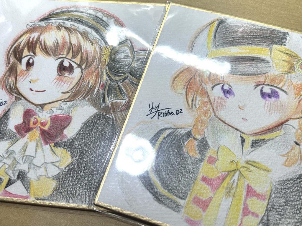 【マギレコ】小色紙原画イラスト クリスマス限定衣装 柊ねむ、里見灯花