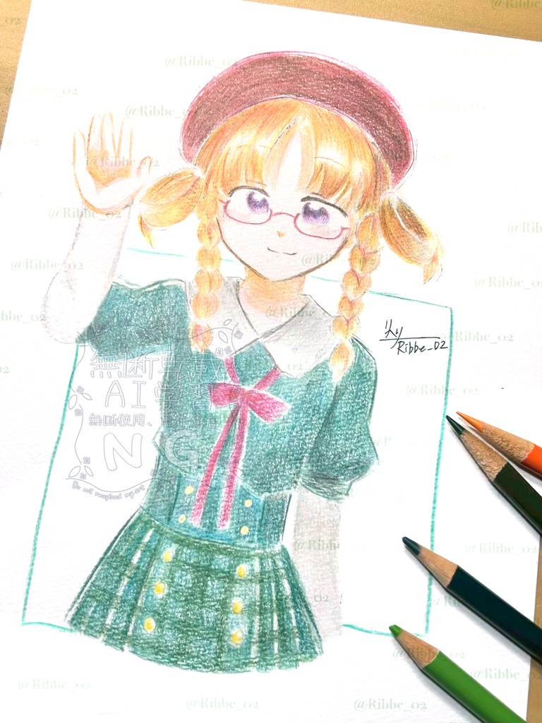 【マギレコ】B5原画イラスト　この制服着てみた　柊ねむ（聖リリアンナ）