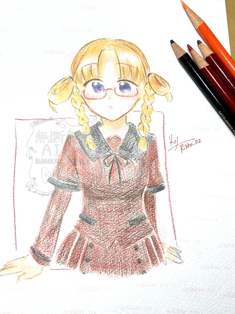 【マギレコ】B5原画イラスト　この制服着てみた　柊ねむ　参京院教育学園