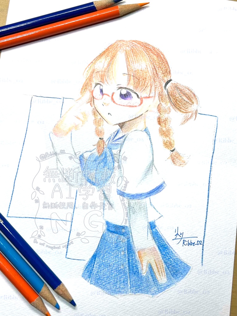 【マギレコ】B5原画イラスト　この制服着てみた着てみた　柊ねむ（南凪自由学園）