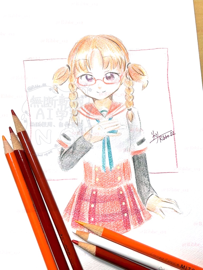 【マギレコ】B5原画イラスト　この制服着てみた　柊ねむ（神浜私立大附属）