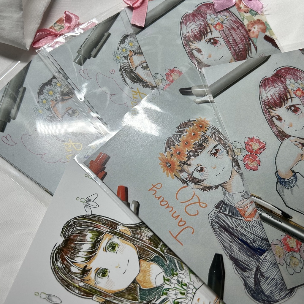 【1次創作】365日学生と花 旧イラスト ポストカード(全4種)