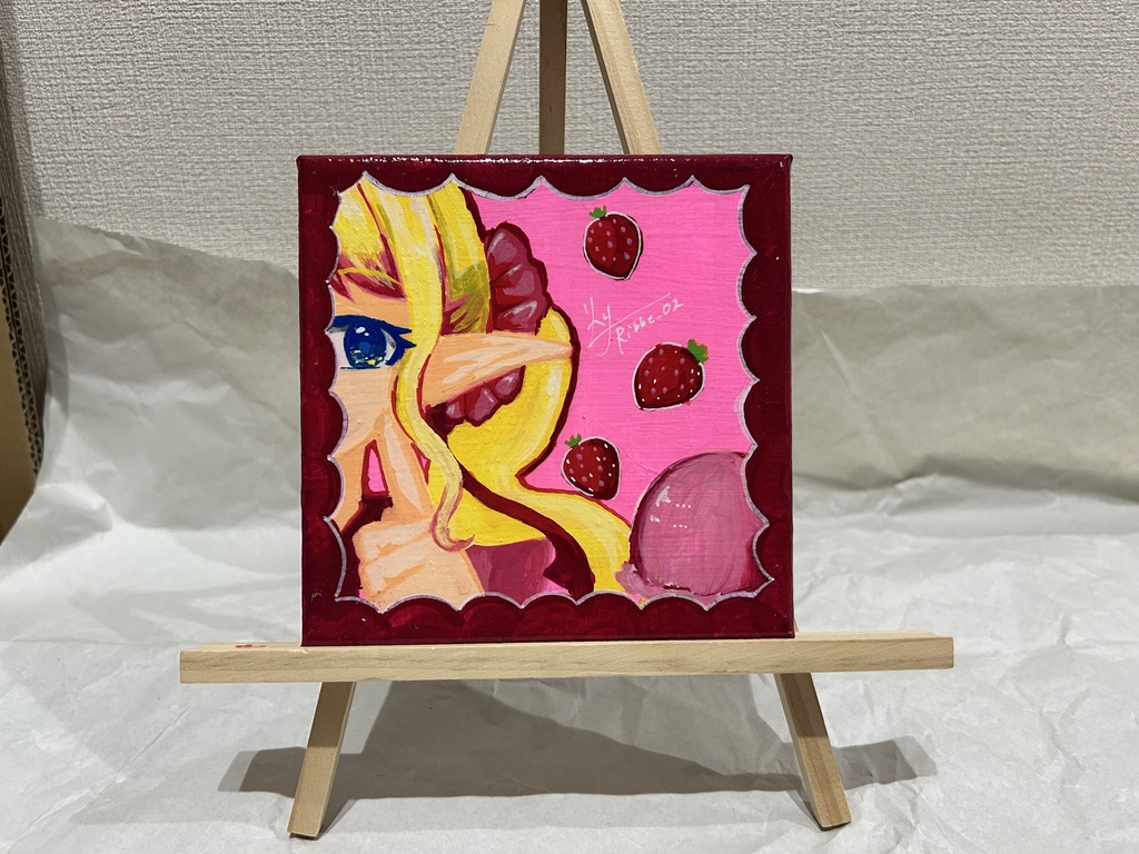 【1次創作】キャンバス原画　ストロベリーアイス