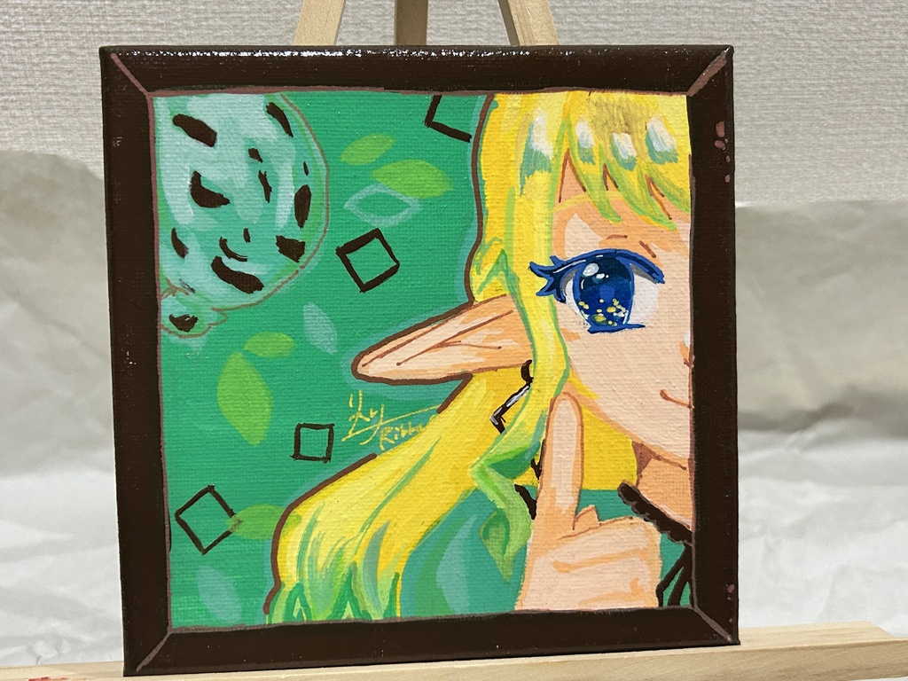 【一次創作】キャンバス原画イラスト　チョコミントアイス