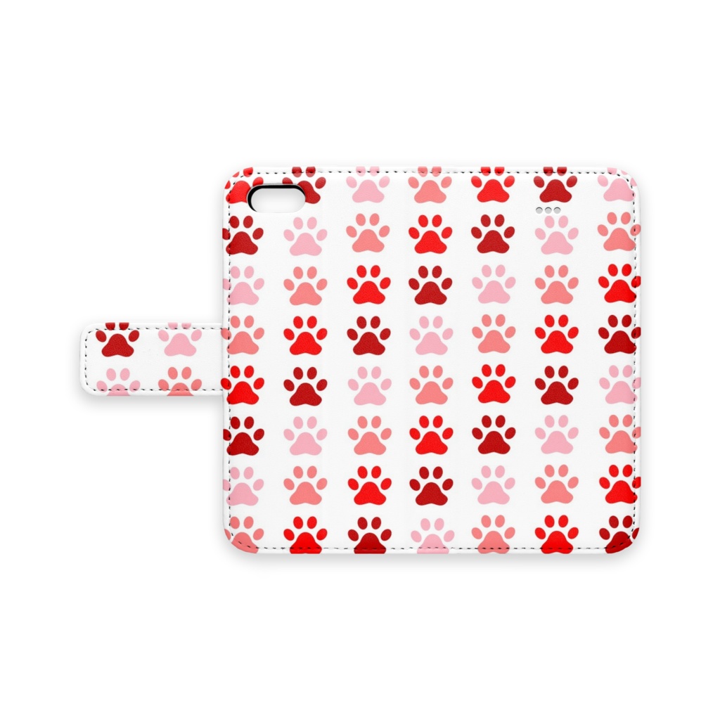 手帳型iPhoneケース あしあと・赤