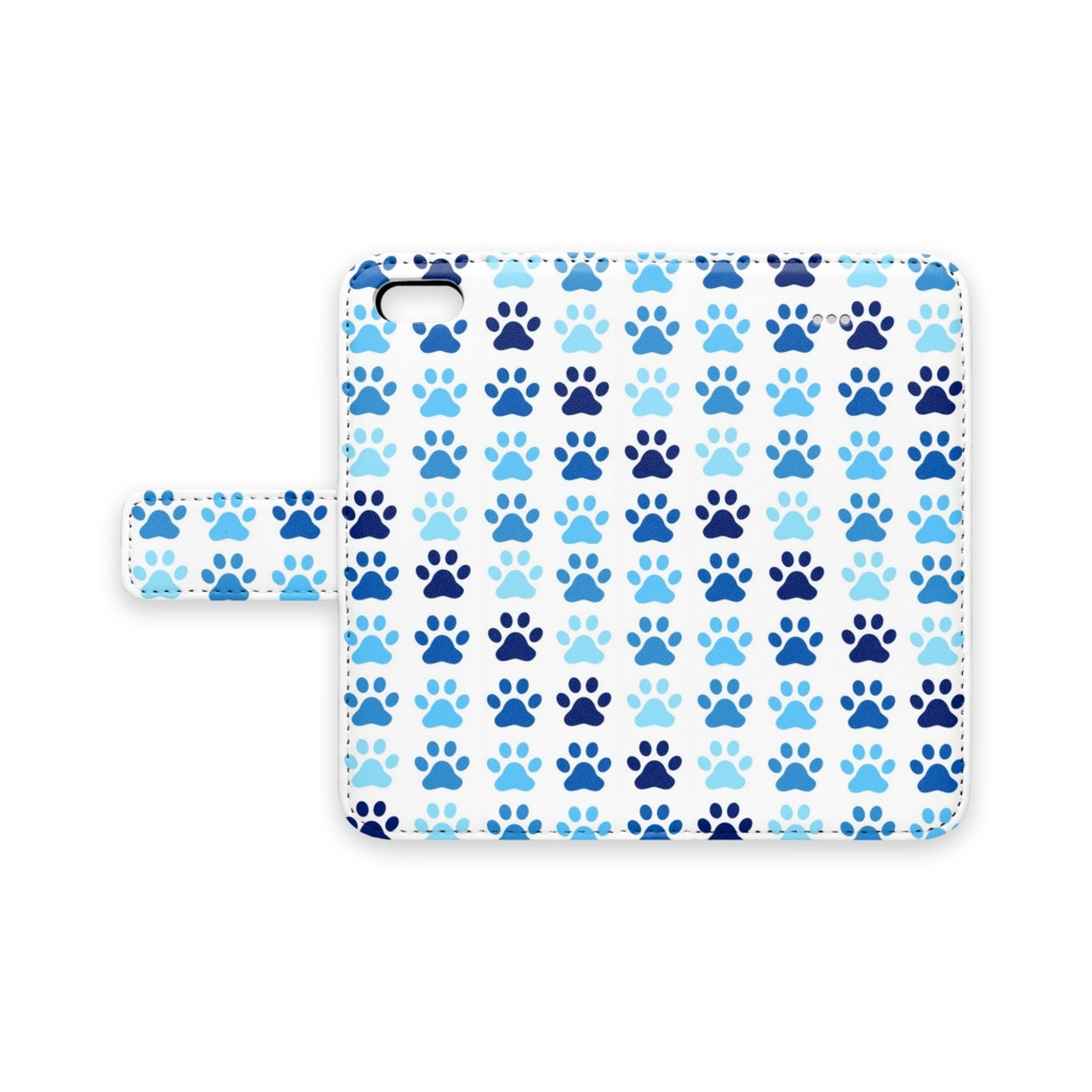 手帳型iPhoneケース　あしあと・青