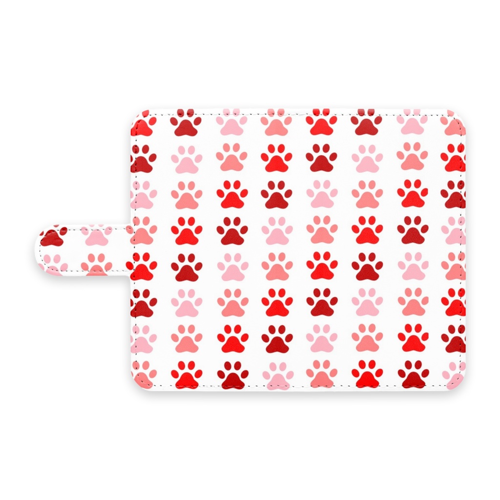 手帳型Androidケース　あしあと・赤