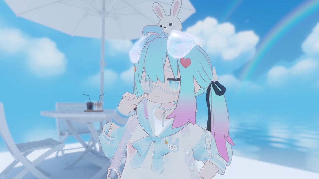 【VRC想定】うさぎネームプレート ヘアピンセット