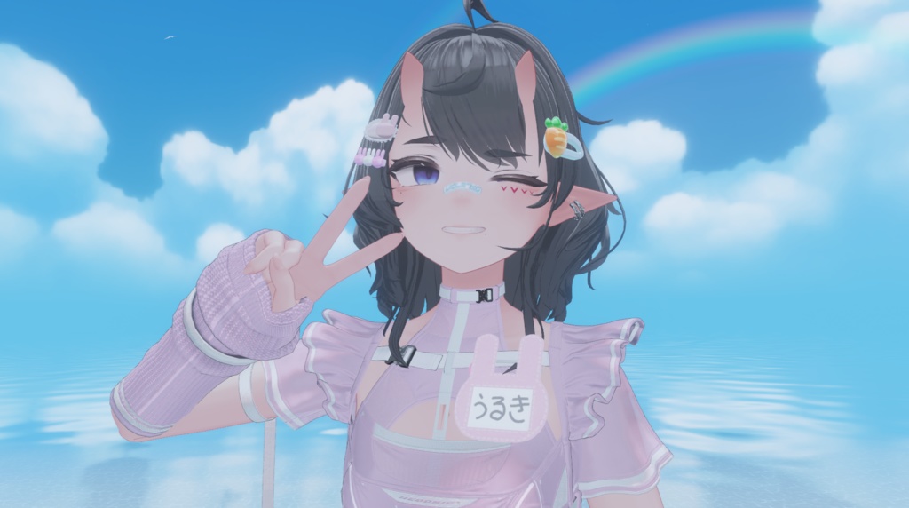 【VRC想定】うさぎネームプレート ヘアピンセット