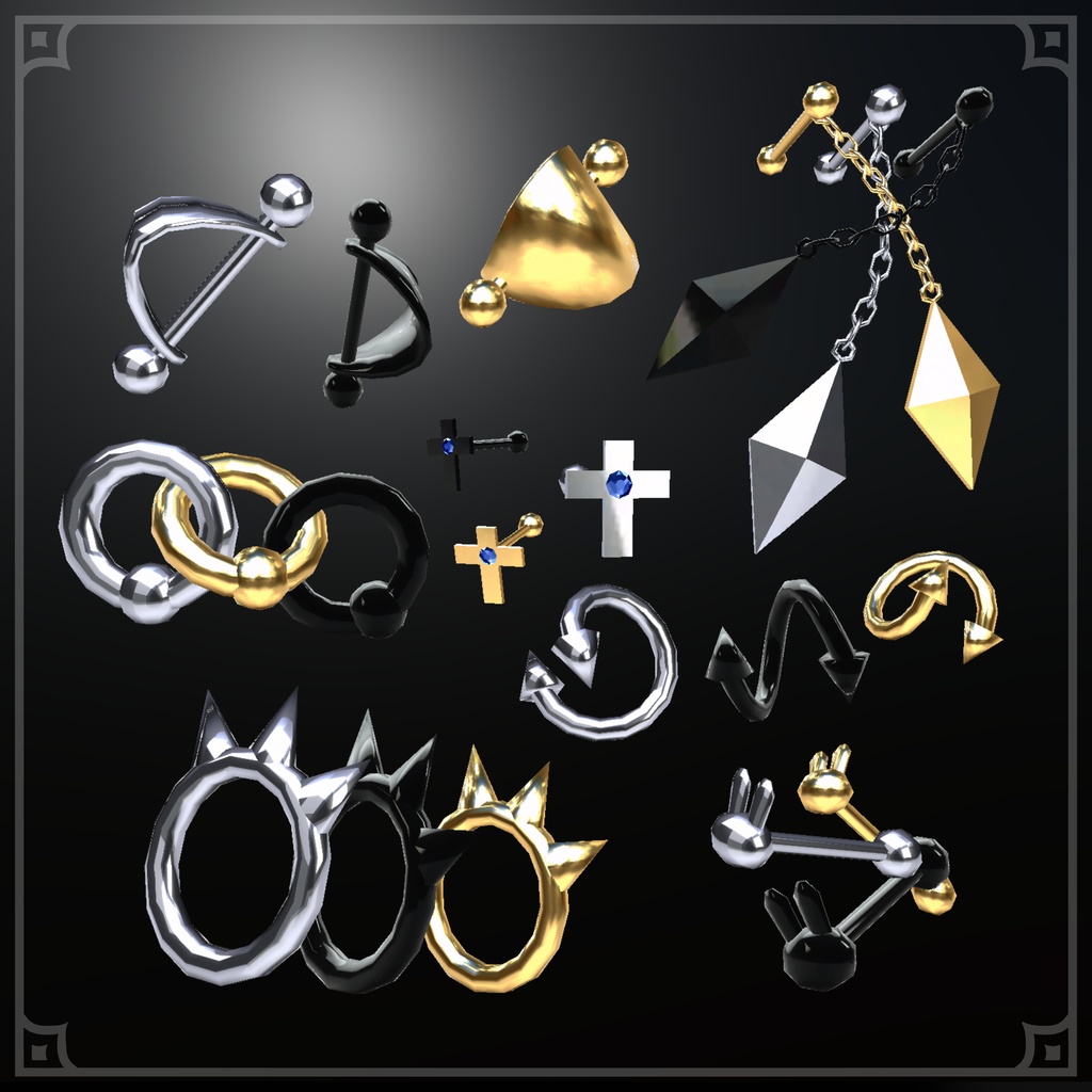 【4アバター対応】シンプルピアスセット