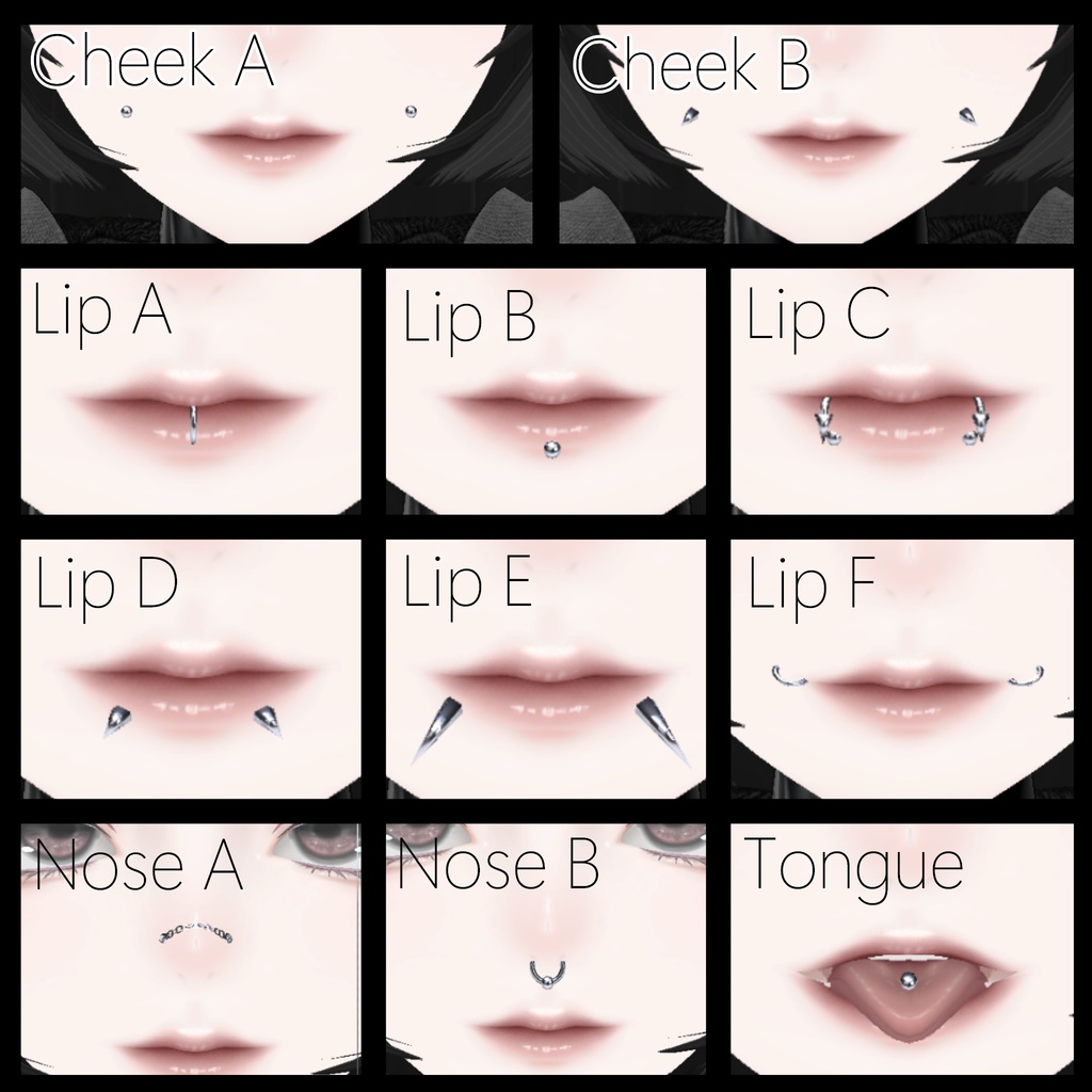 【VRC想定】Face piercing pack for Lumina
