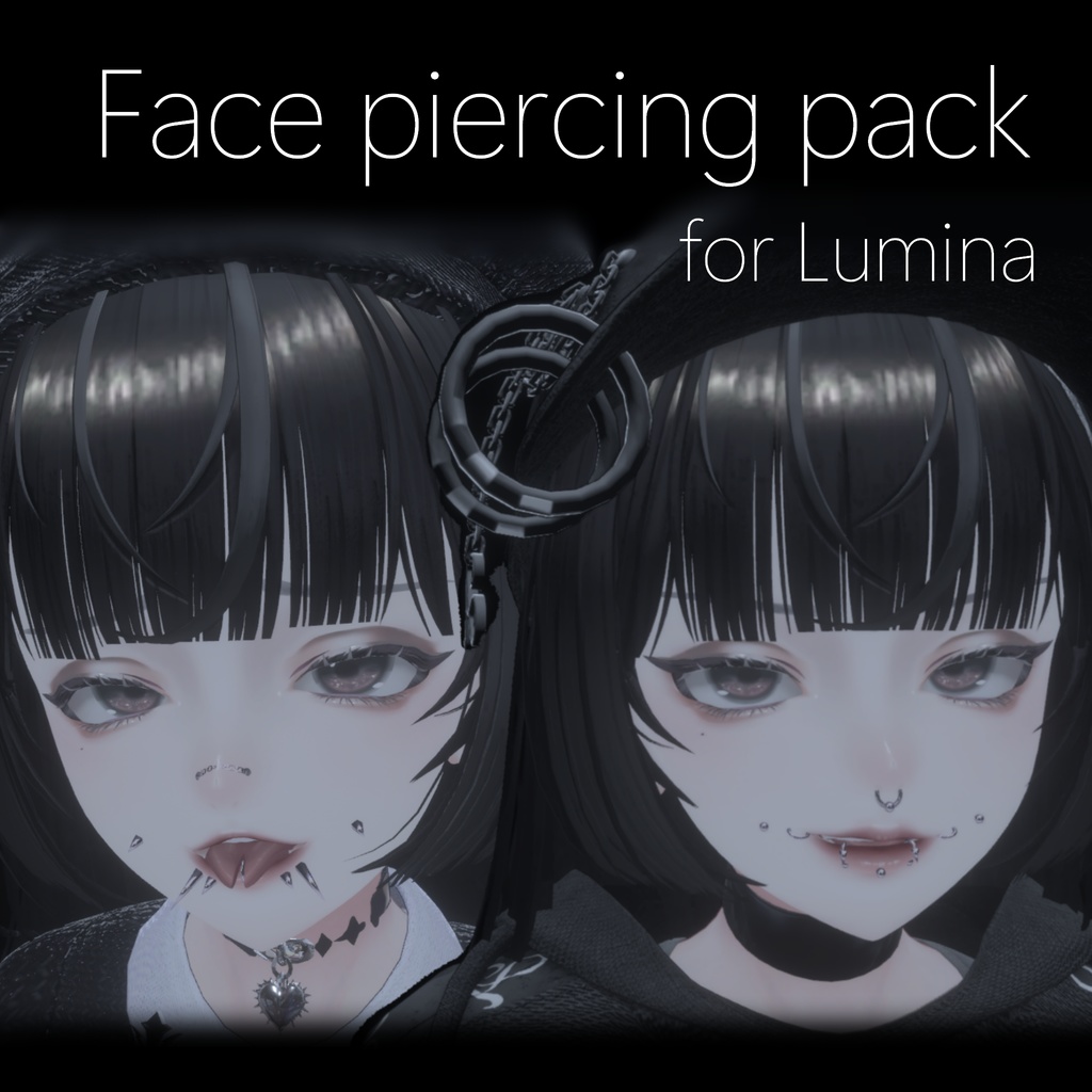 【VRC想定】Face piercing pack for Lumina