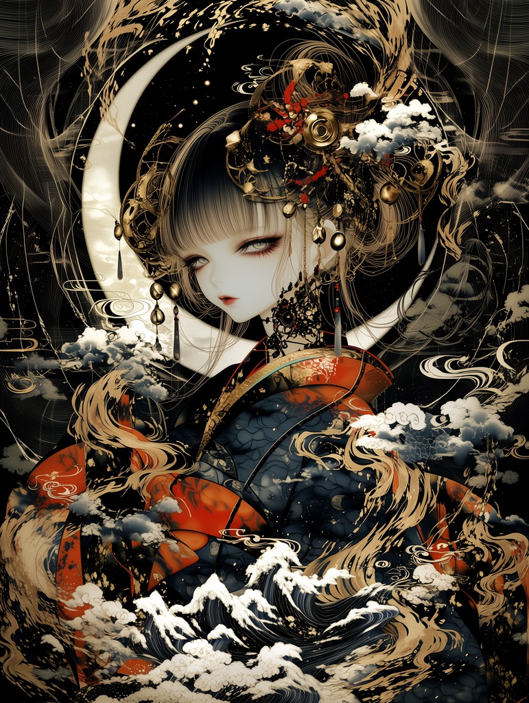 宵桜の和乙女 アクリルブロック其ノ壱