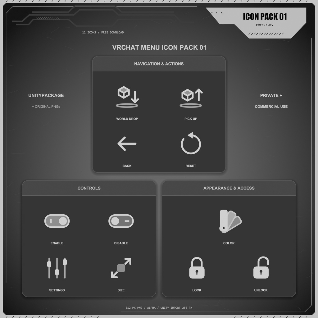 [ UI ] VRCHAT Menu ICON Pack 01 [FREE]