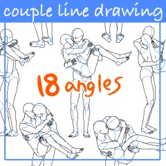 【線画18種】お姫様抱っこ／couples【18 line drawings】