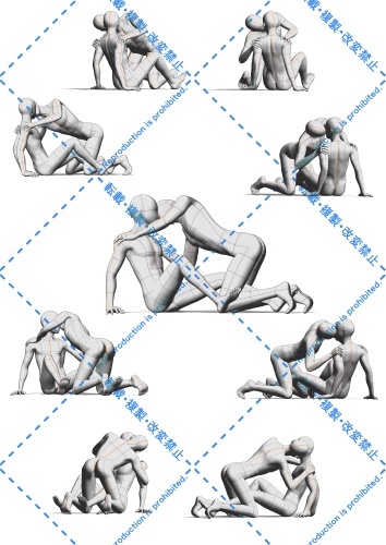 【BLポーズ集】キスするカップル14ポーズ×27アングル/14sets of kissing couple, 27 angles each【couple poses】