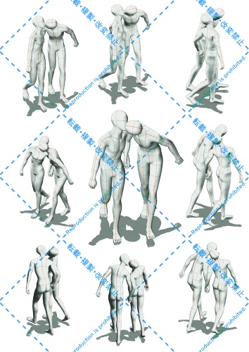【BLポーズ集】キスするカップル14ポーズ×27アングル/14sets of kissing couple, 27 angles each【couple poses】