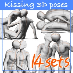 【BLポーズ集】キスするカップル14ポーズ×27アングル/14sets of kissing couple, 27 angles each【couple poses】