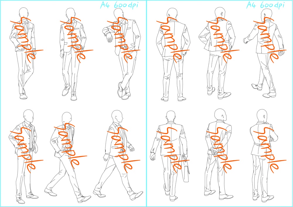 【トレス可】スーツポーズ集 24点【商用可】