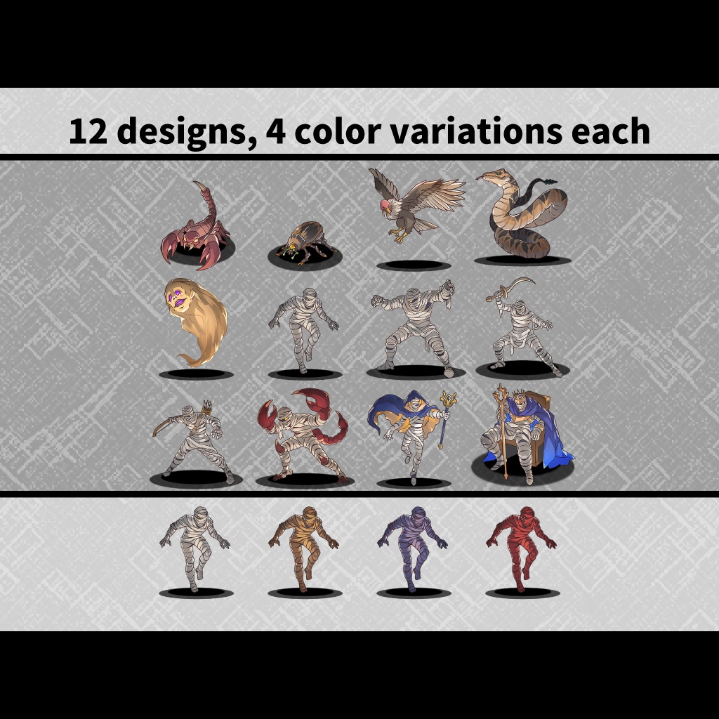 クリーチャー素材集03 クリーチャーPNG素材(12種×4色)商用利用可