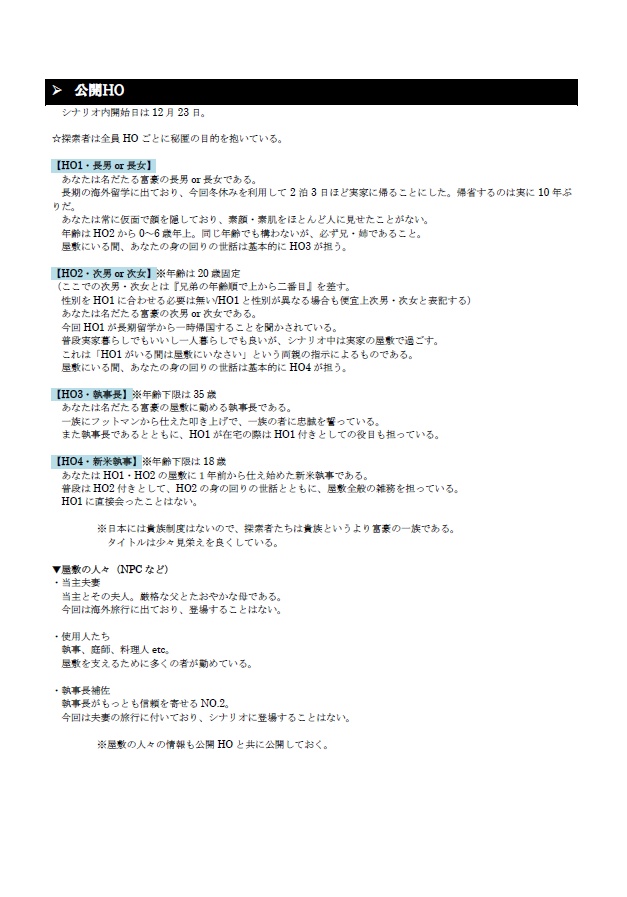 ある貴族の幻影【CoC6th】