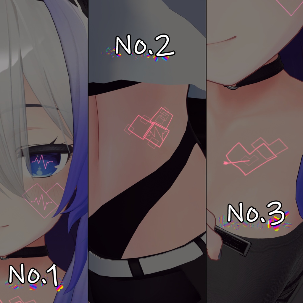 【Vrchat想定】Heart Scope タトゥー