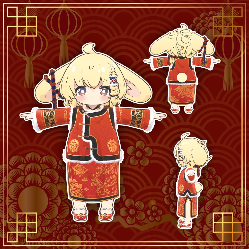 【15アバター対応】新年のチャイナドレス