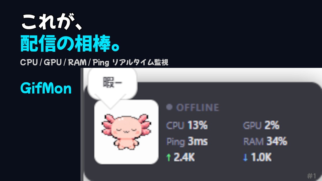【GifMon】 - 配信中でもPC負荷を即共有する可愛いツール