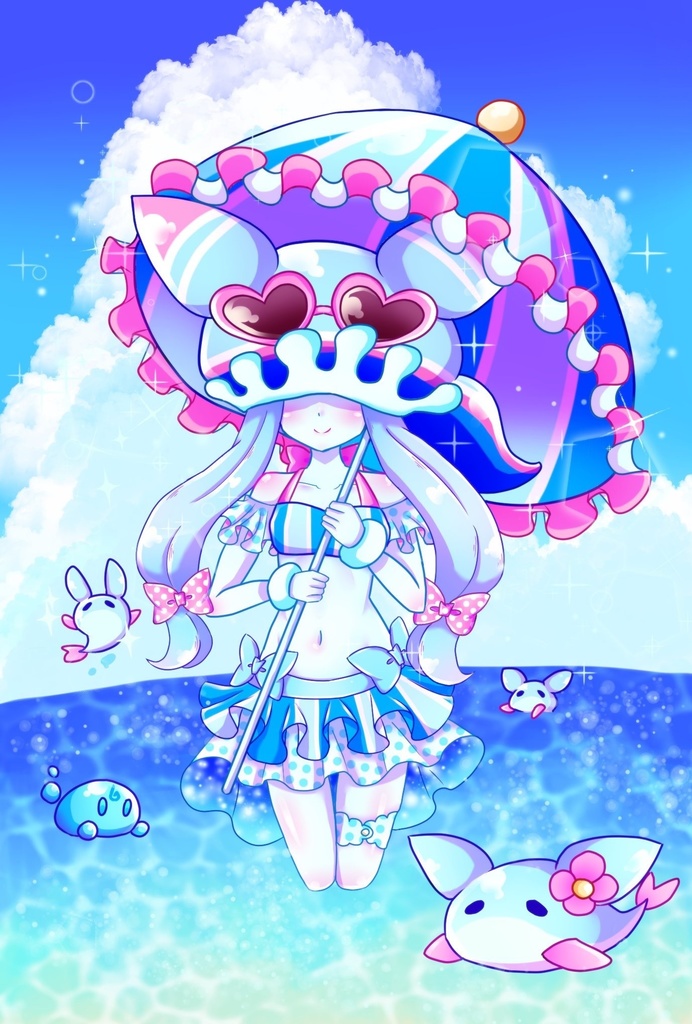 水着なポワンと赤ポワンのポストカード