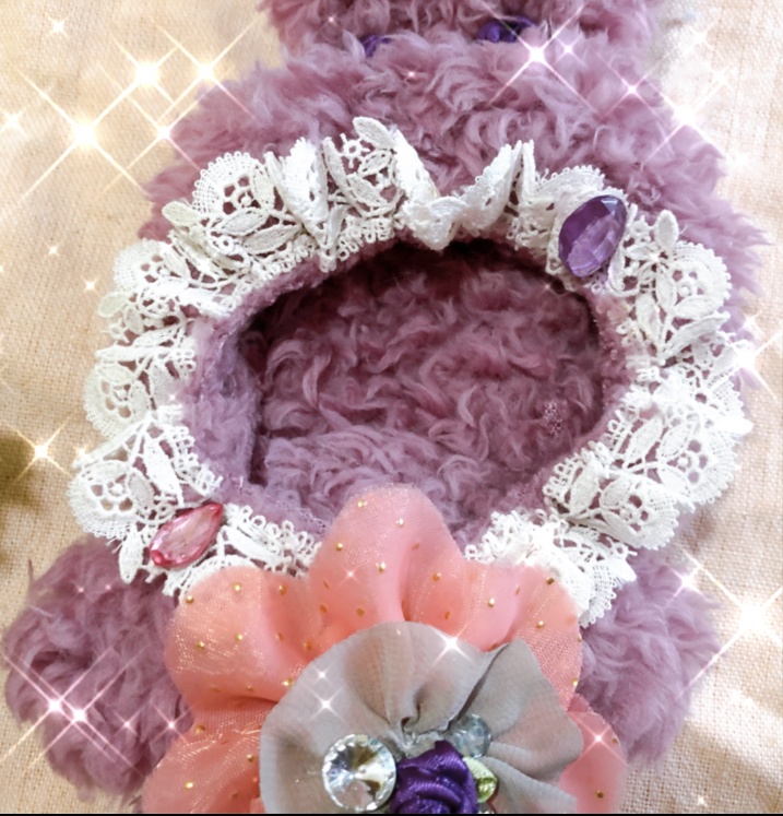 ♡ふわふわ!うさぎ♡ パープル♡秋冬色♡14㎝〜16㎝