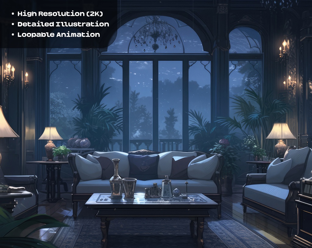 4 ANIMATED BACKGROUNDS | Vampire Gothic Bedroom Background / 4 アニメーション背景 |ヴァンパイア ゴシック寝室の背景