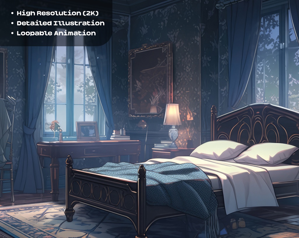 4 ANIMATED BACKGROUNDS | Vampire Gothic Bedroom Background / 4 アニメーション背景 |ヴァンパイア ゴシック寝室の背景