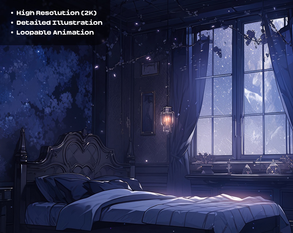 4 ANIMATED BACKGROUNDS | Vampire Gothic Bedroom Background / 4 アニメーション背景 |ヴァンパイア ゴシック寝室の背景