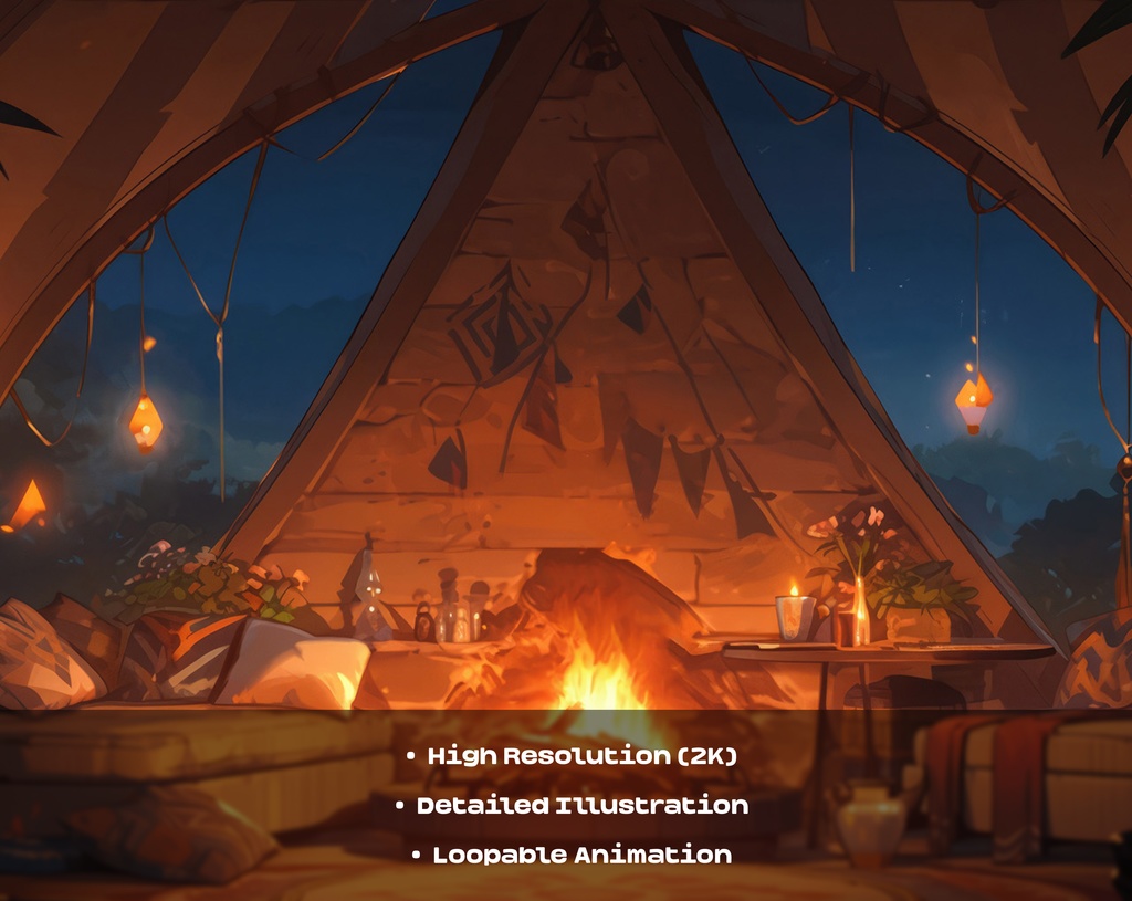 4 Cozy Hut Animated Backgrounds / 4 つの居心地の良い小屋のアニメーション背景