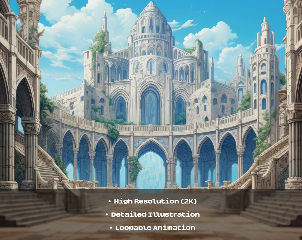 4 Fantasy Castle Animated Backgrounds / 4 つのファンタジー城のアニメーション背景
