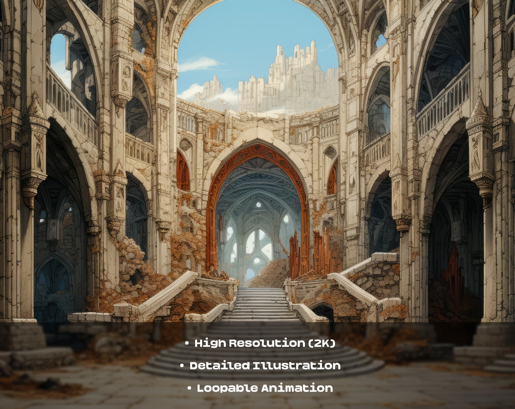 4 Fantasy Castle Animated Backgrounds / 4 つのファンタジー城のアニメーション背景