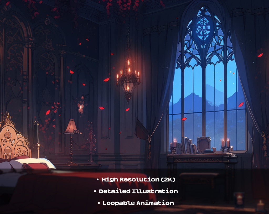 4 Vampire Castle Animated Backgrounds / 4 ヴァンパイア城のアニメーション背景