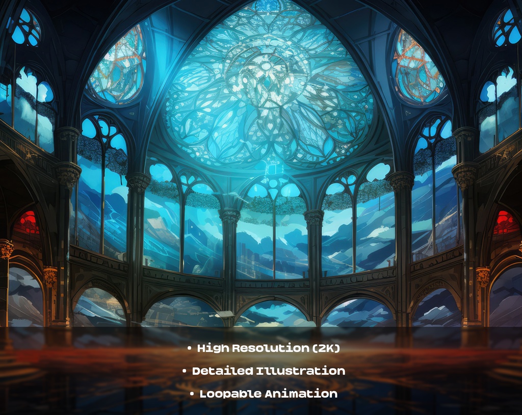 4 Gothic Cathedral Animated Backgrounds / 4 つのゴシック大聖堂のアニメーション背景