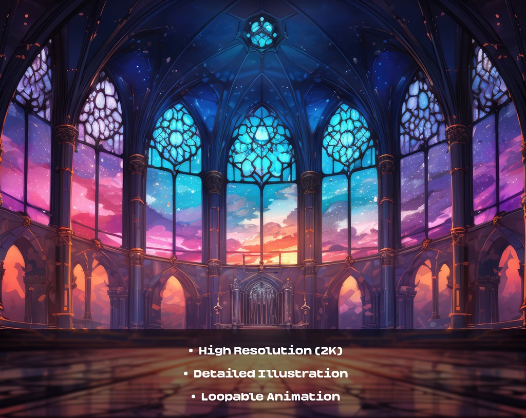 4 Gothic Cathedral Animated Backgrounds / 4 つのゴシック大聖堂のアニメーション背景