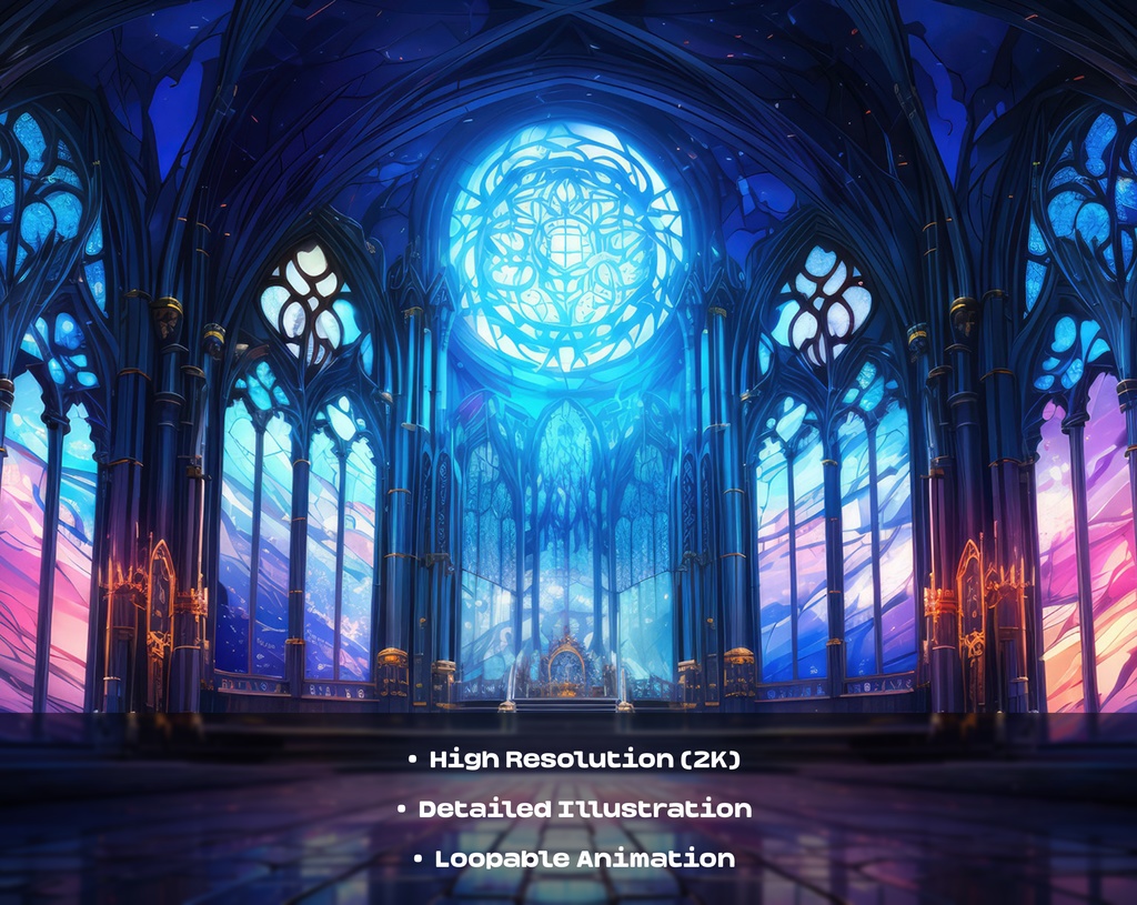 4 Gothic Cathedral Animated Backgrounds / 4 つのゴシック大聖堂のアニメーション背景