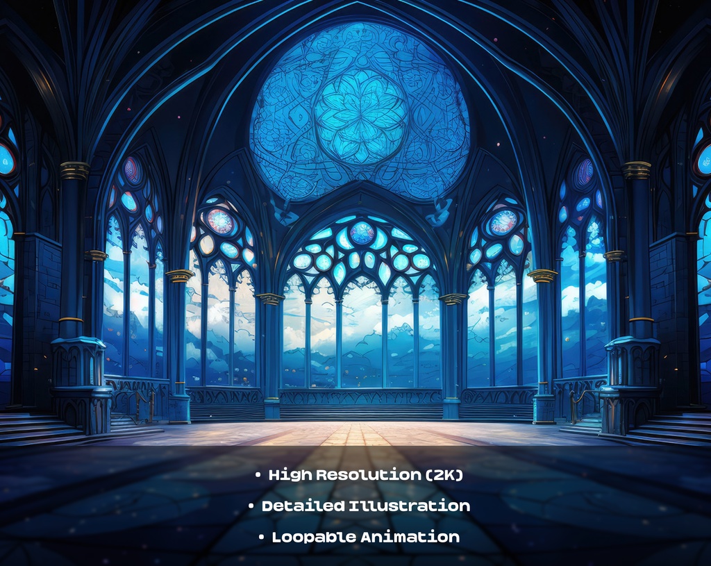 4 Gothic Cathedral Animated Backgrounds / 4 つのゴシック大聖堂のアニメーション背景