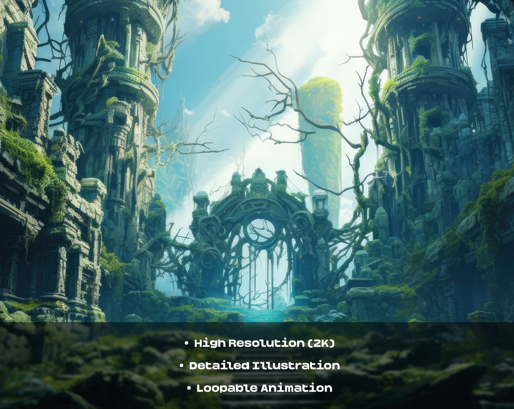 4 Jungle Temple Animated Backgrounds / 4 ジャングル寺院のアニメーション背景