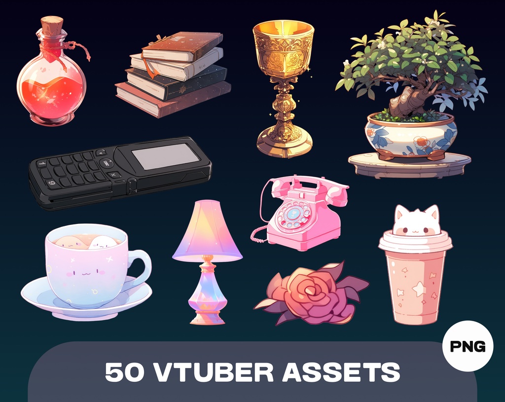 50 VTUBER Table Assets + Bonus! / VTUBER テーブル アセット 50 個 + ボーナス!
