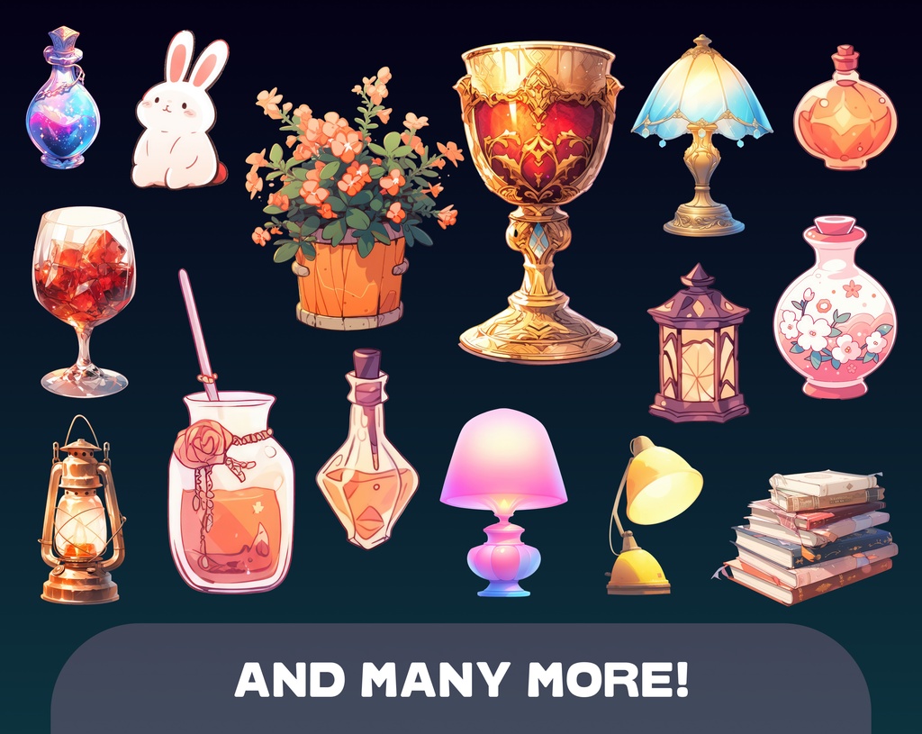 50 VTUBER Table Assets + Bonus! / VTUBER テーブル アセット 50 個 + ボーナス!