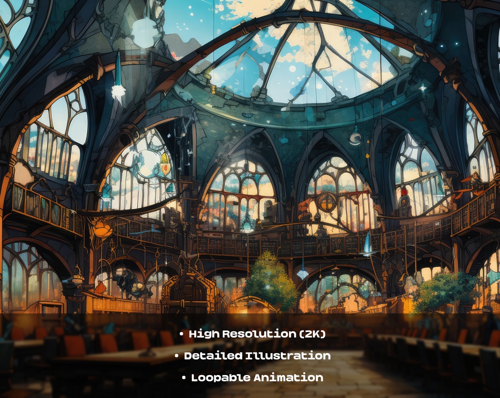 4 Magic School Animated Backgrounds / 4 魔法学校のアニメーション背景