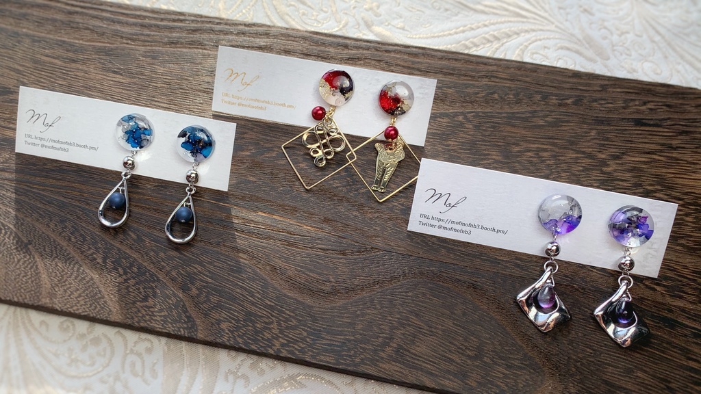 山鳥毛・南泉・日光 こつぶマーブルイヤリング・ピアス