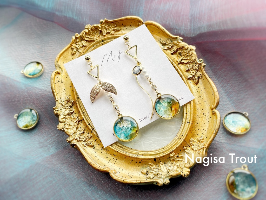 【🌈🕒】マーブルチャームイヤリング・ピアス2