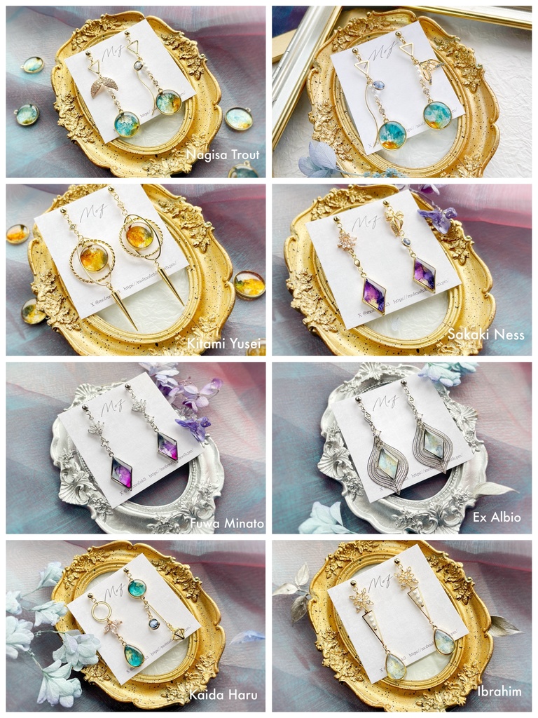 【🌈🕒】マーブルチャームイヤリング・ピアス2
