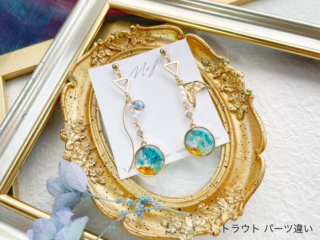 【🌈🕒】マーブルチャームイヤリング・ピアス2
