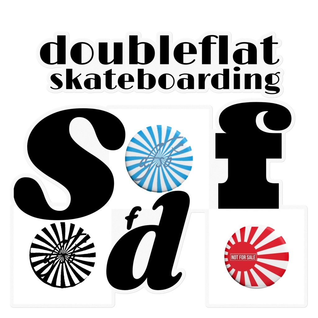 doubleflat skateboarding japanflag sticker clear